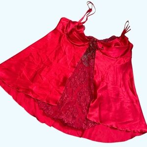 Red Satin & Lace Babydoll Lingerie